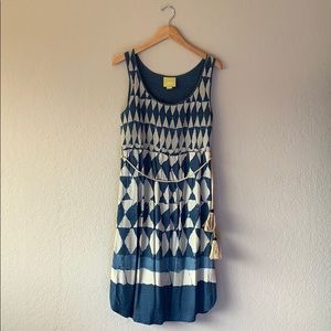 Anthropologie/Maeve Blue & Cream Dress